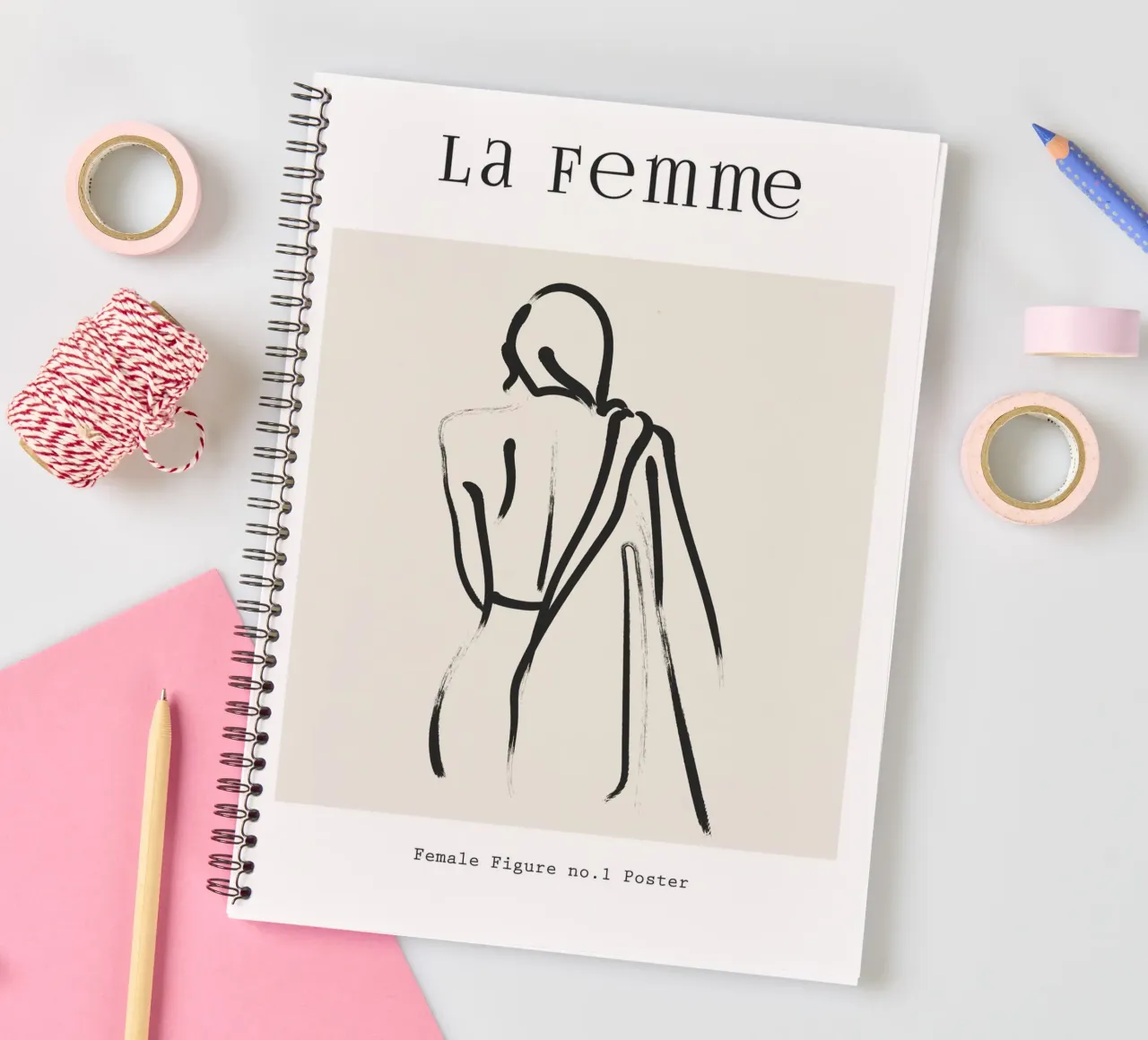 Female Line Art spiral notebook by IamHomeStudio