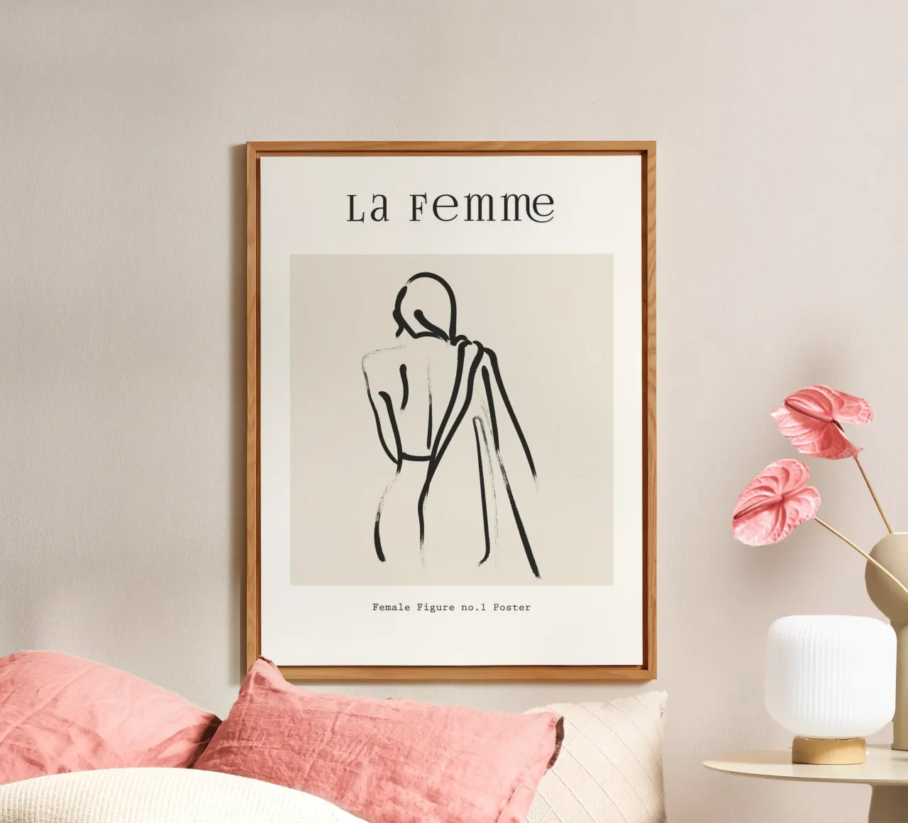 Line art femminile alluminio dibond da IamHomeStudio