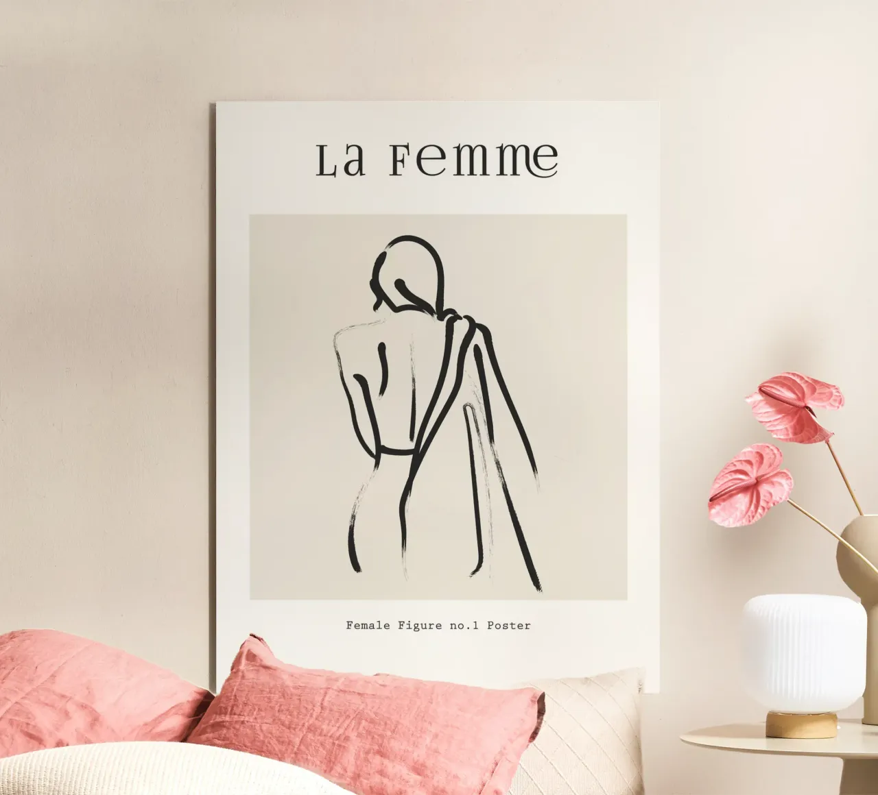 Line art femminile alluminio dibond da IamHomeStudio