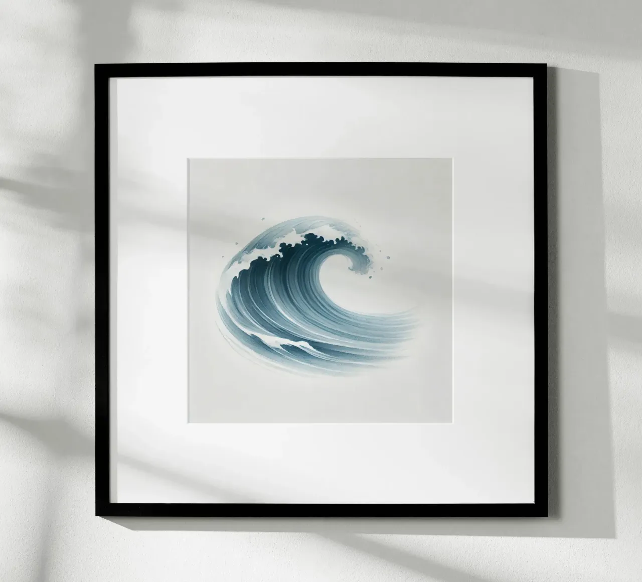 Aquarelle Minimaliste - Vague Bleue Élégante poster con telaio in legno da Épure design