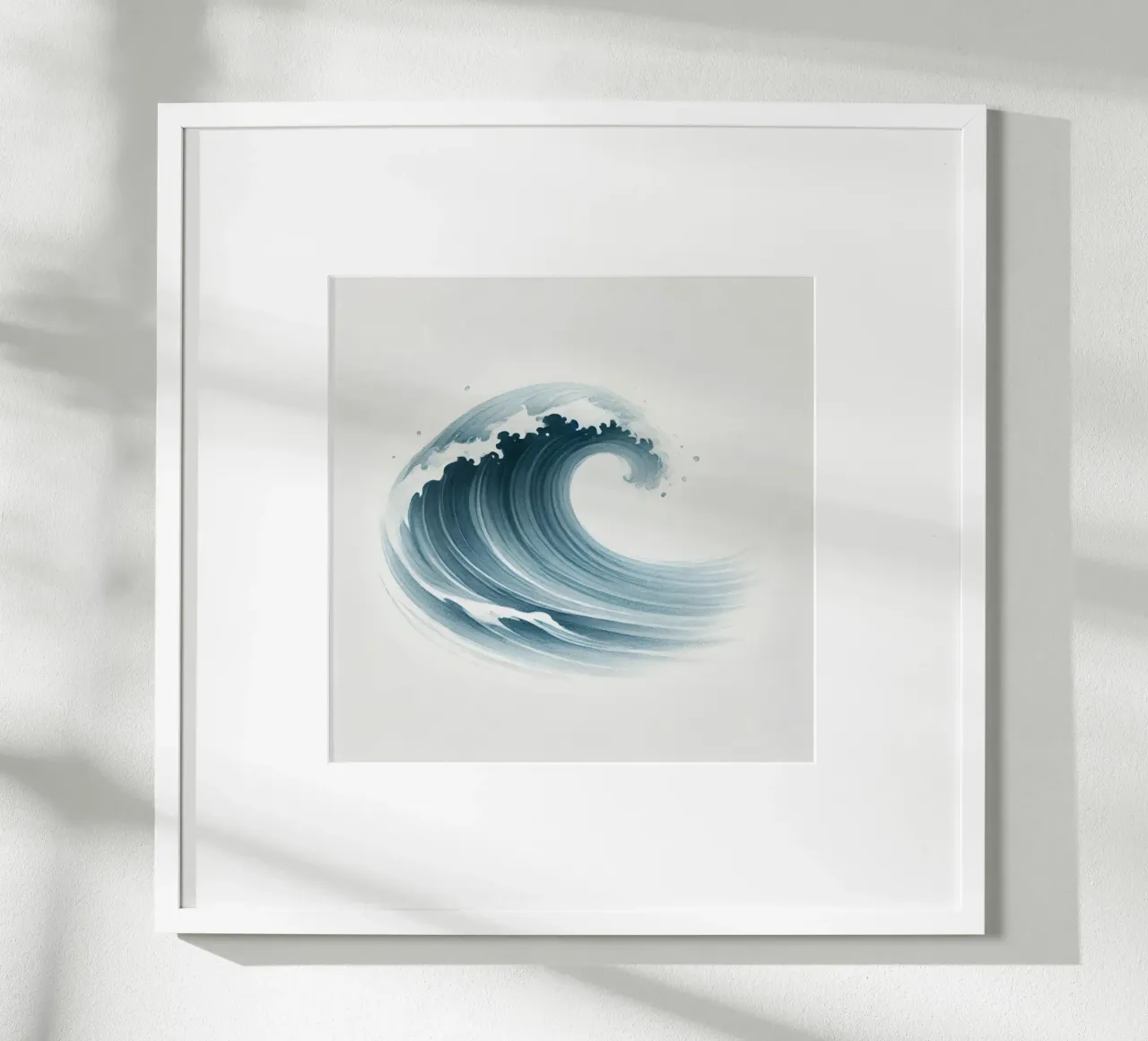 Aquarelle Minimaliste - Vague Bleue Élégante poster con telaio in legno da Épure design