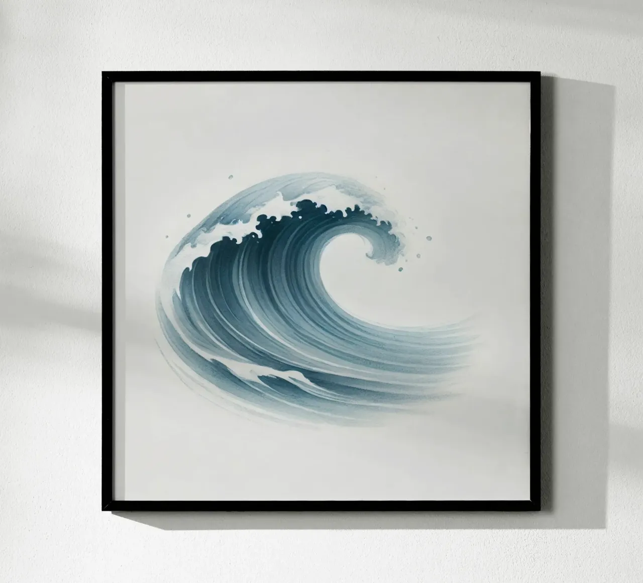 Aquarelle Minimaliste - Vague Bleue Élégante poster con telaio in legno da Épure design