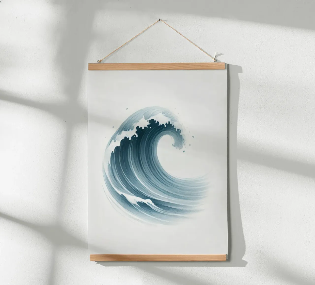 Aquarelle Minimaliste - Vague Bleue Élégante poster con telaio in legno da Épure design