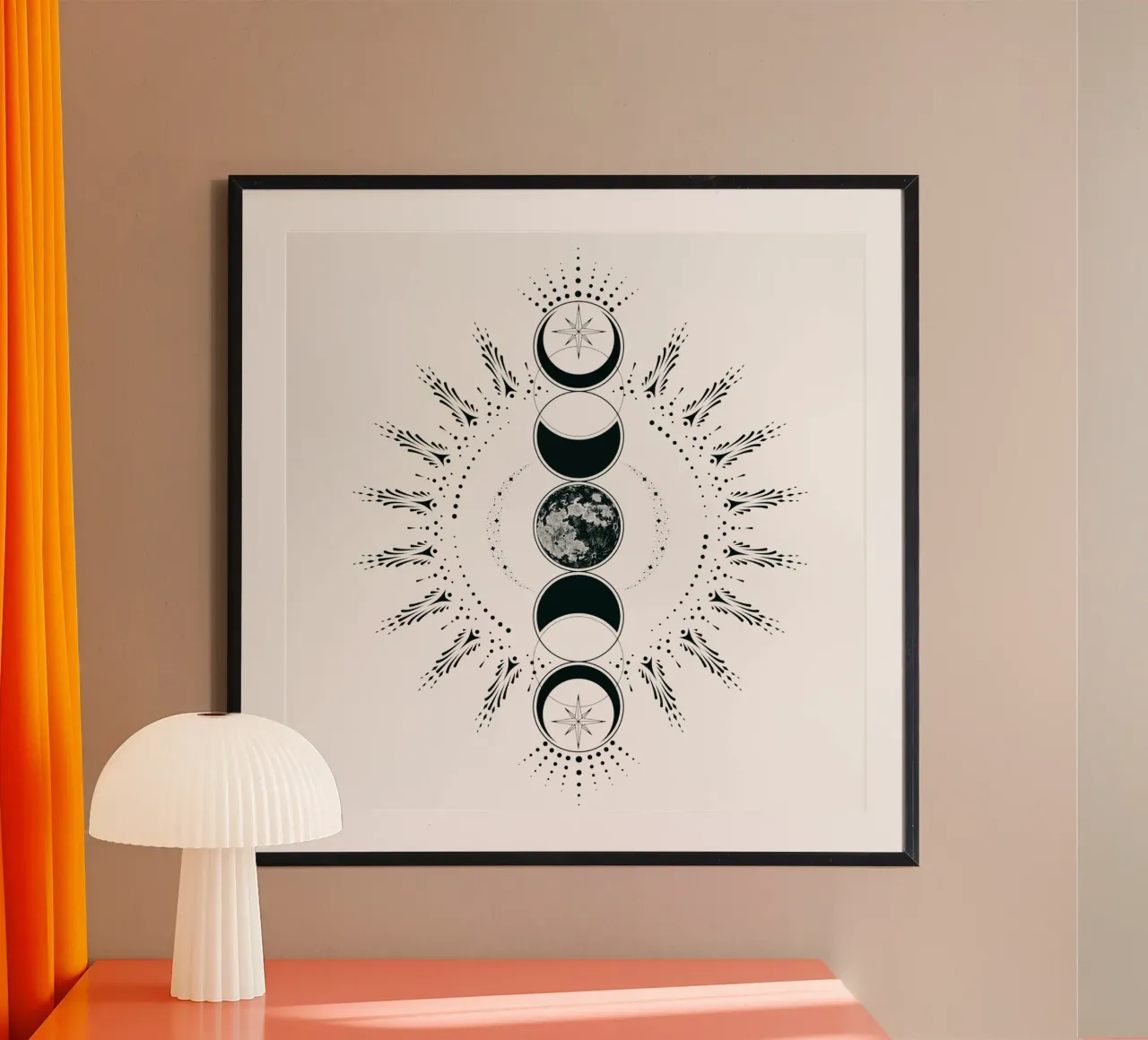 Fasi lunari mistiche poster con telaio in legno da Kiroiharu