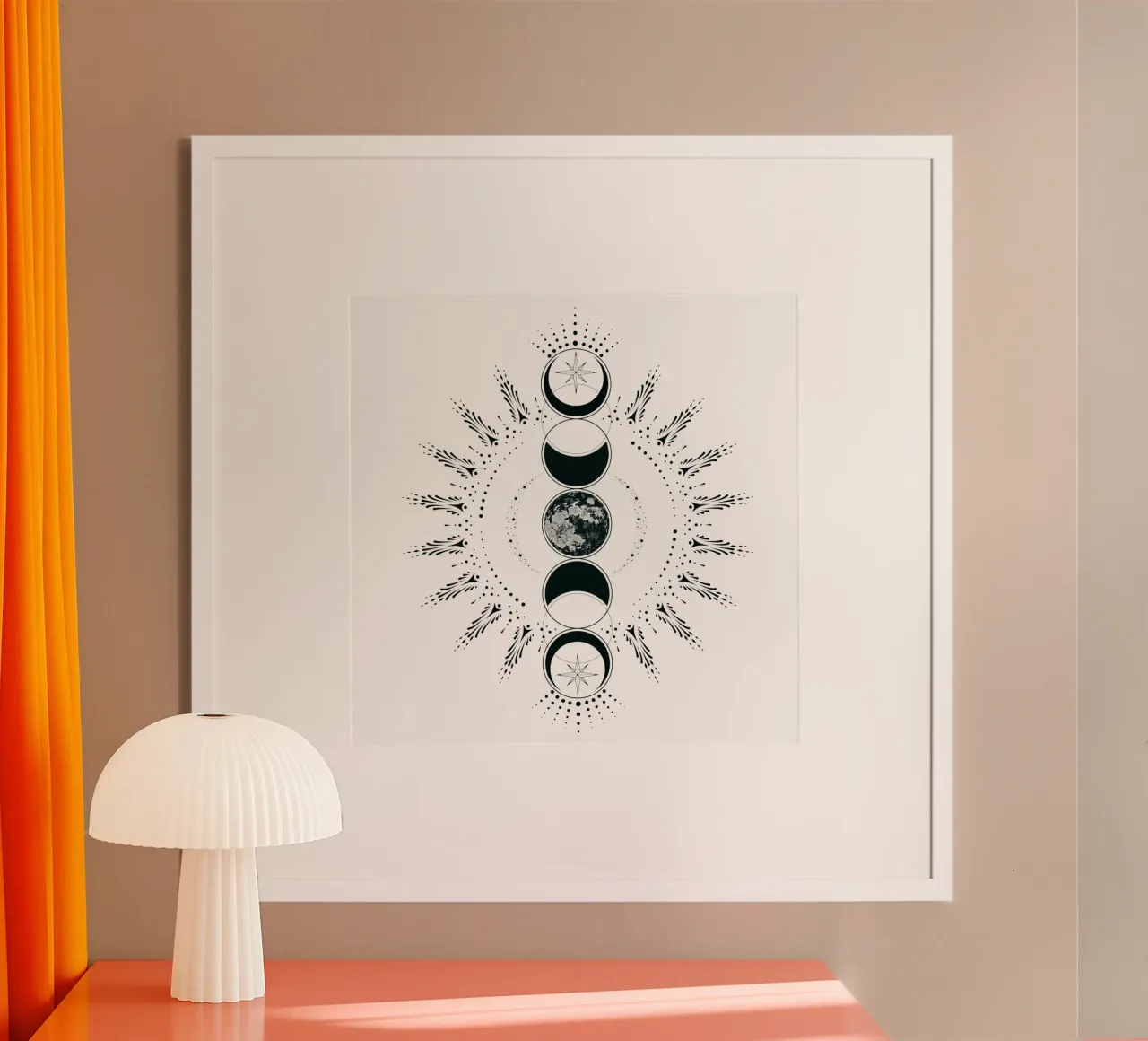 Fasi lunari mistiche poster con telaio in legno da Kiroiharu