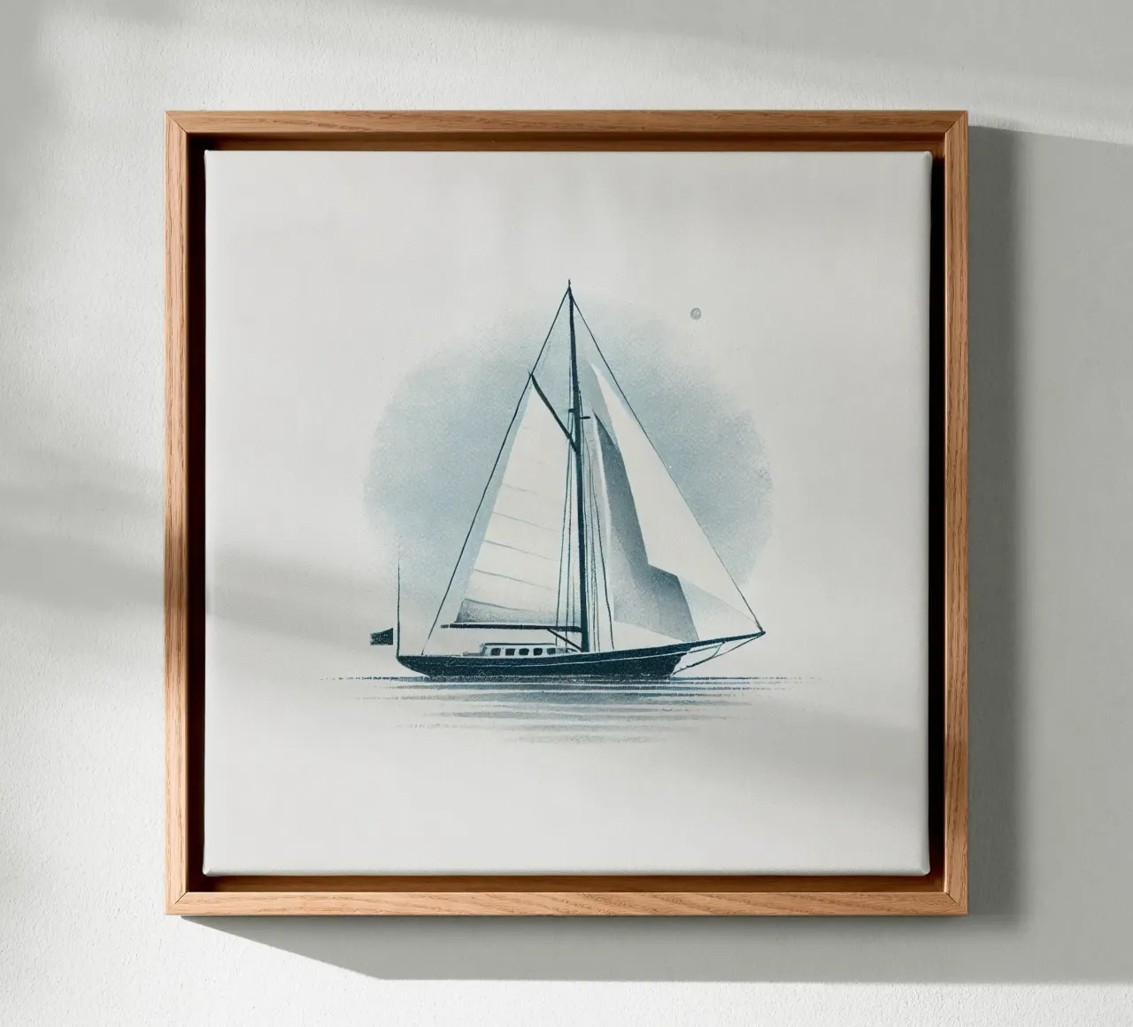 Aquarelle Minimaliste - Voilier Élégant Bleu canvas met Baklijst van Épure design