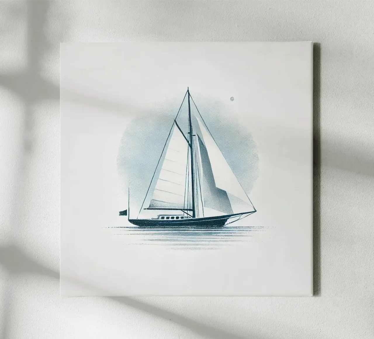Aquarelle Minimaliste - Voilier Élégant Bleu canvas met Baklijst van Épure design