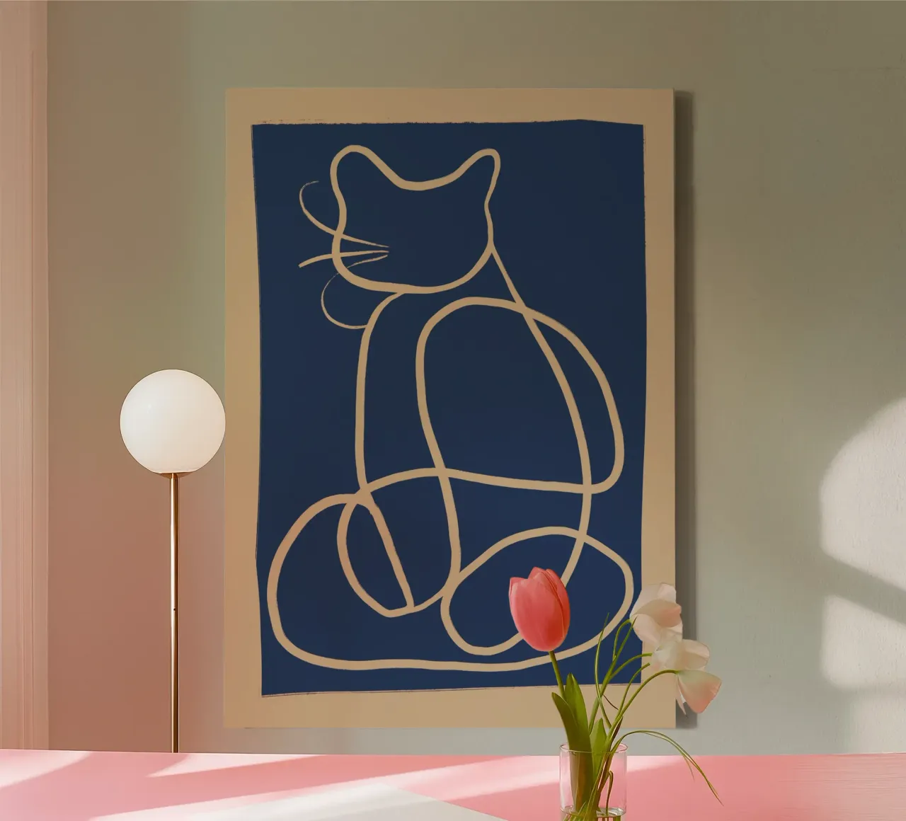 Abstract Line Art Cat 5 canvas by ThingDesign