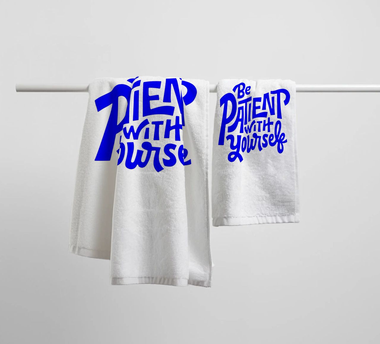 be patient with yourself, motivational statement quote towel by The True Type