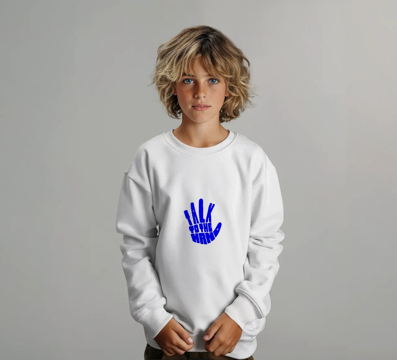 parlare con la mano, citazione motivazionale felpa bambino da The True Type