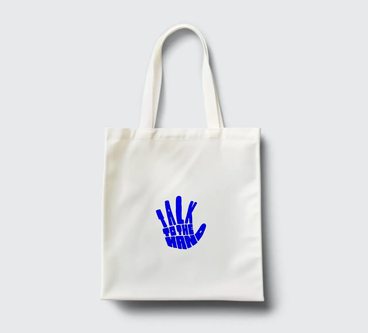 parlare con la mano, citazione motivazionale borsa in juta da The True Type