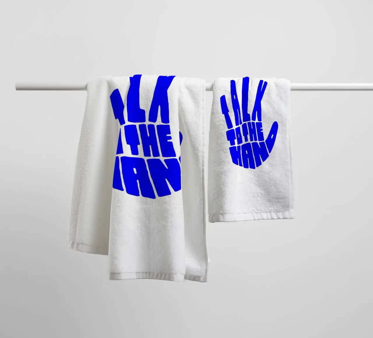 talk to the hand, motivational statement quote towel by The True Type