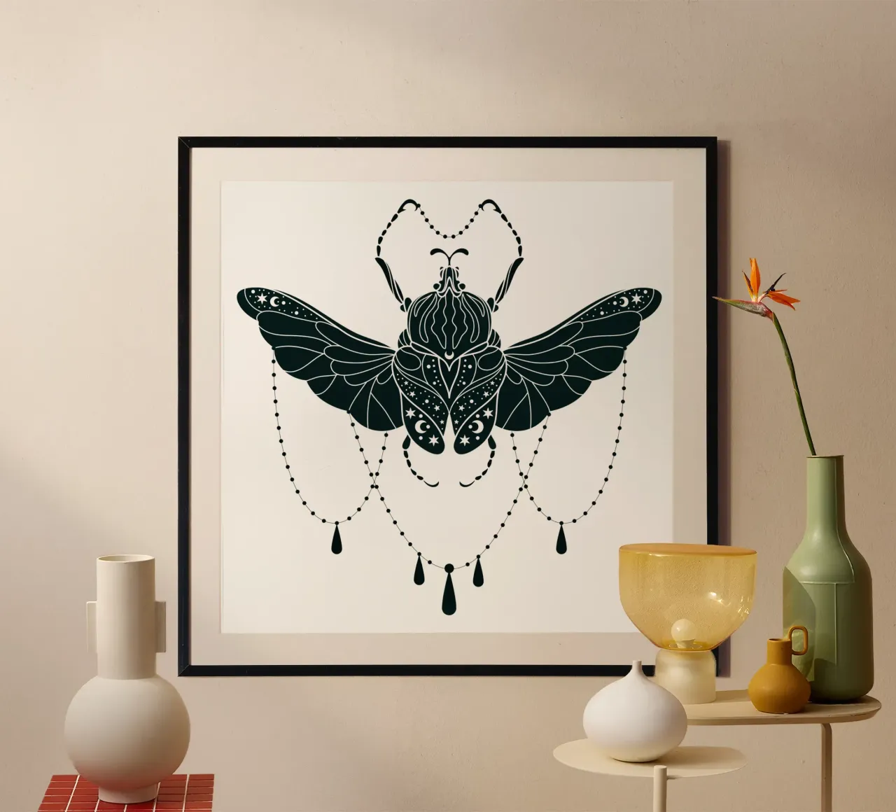 Scarabeo mistico poster con telaio in plastica da Kiroiharu