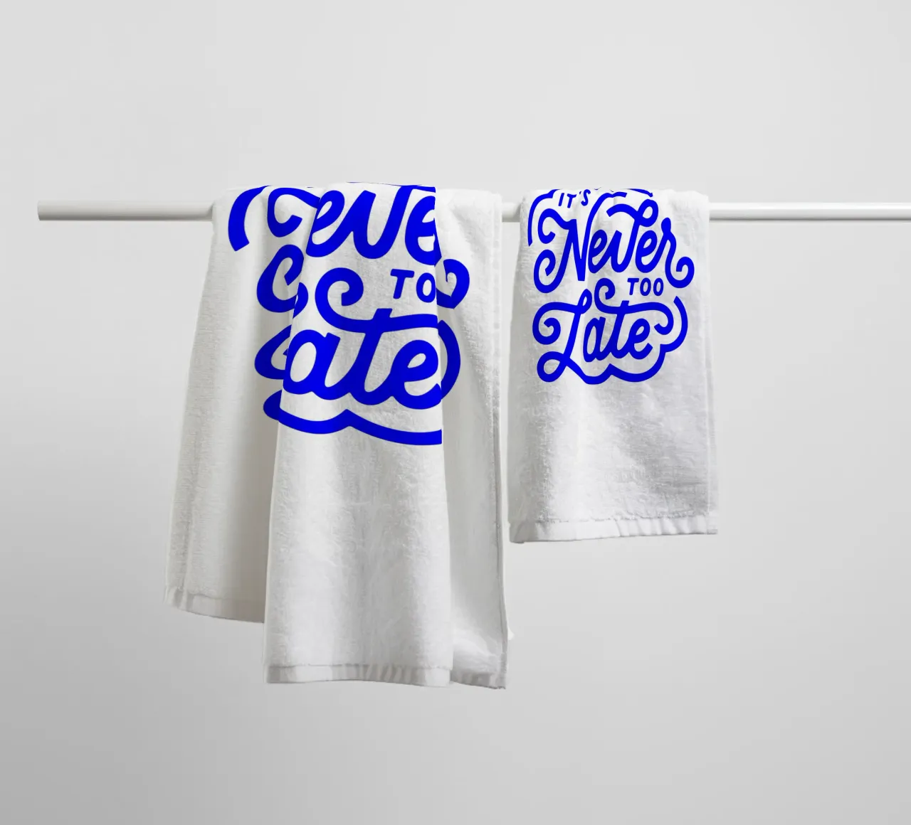 it’s never too late, motivational statement quote towel by The True Type