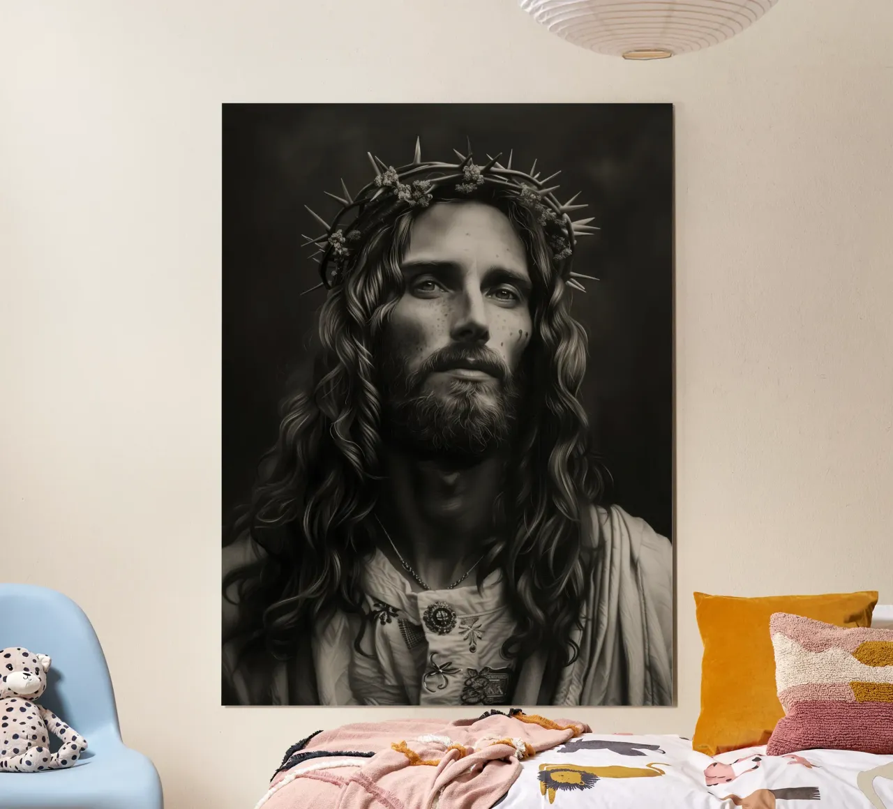 Zeitgenössischer Jesus in Schwarz-Weiß Hahnemühle von Autofocus
