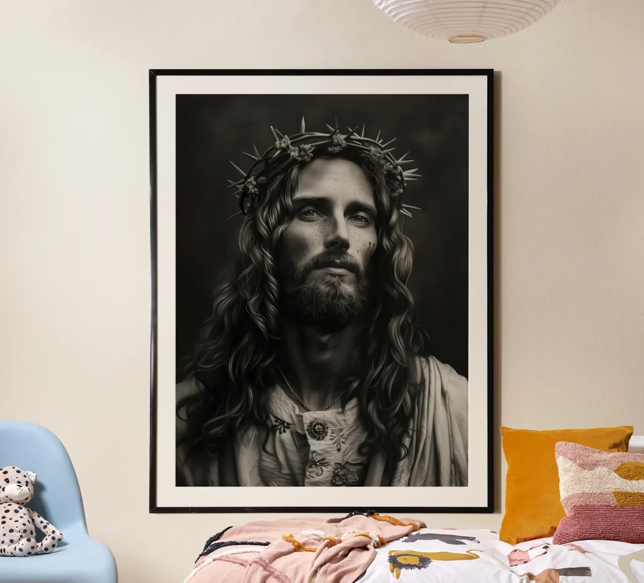 Zeitgenössischer Jesus in Schwarz-Weiß Hahnemühle von Autofocus