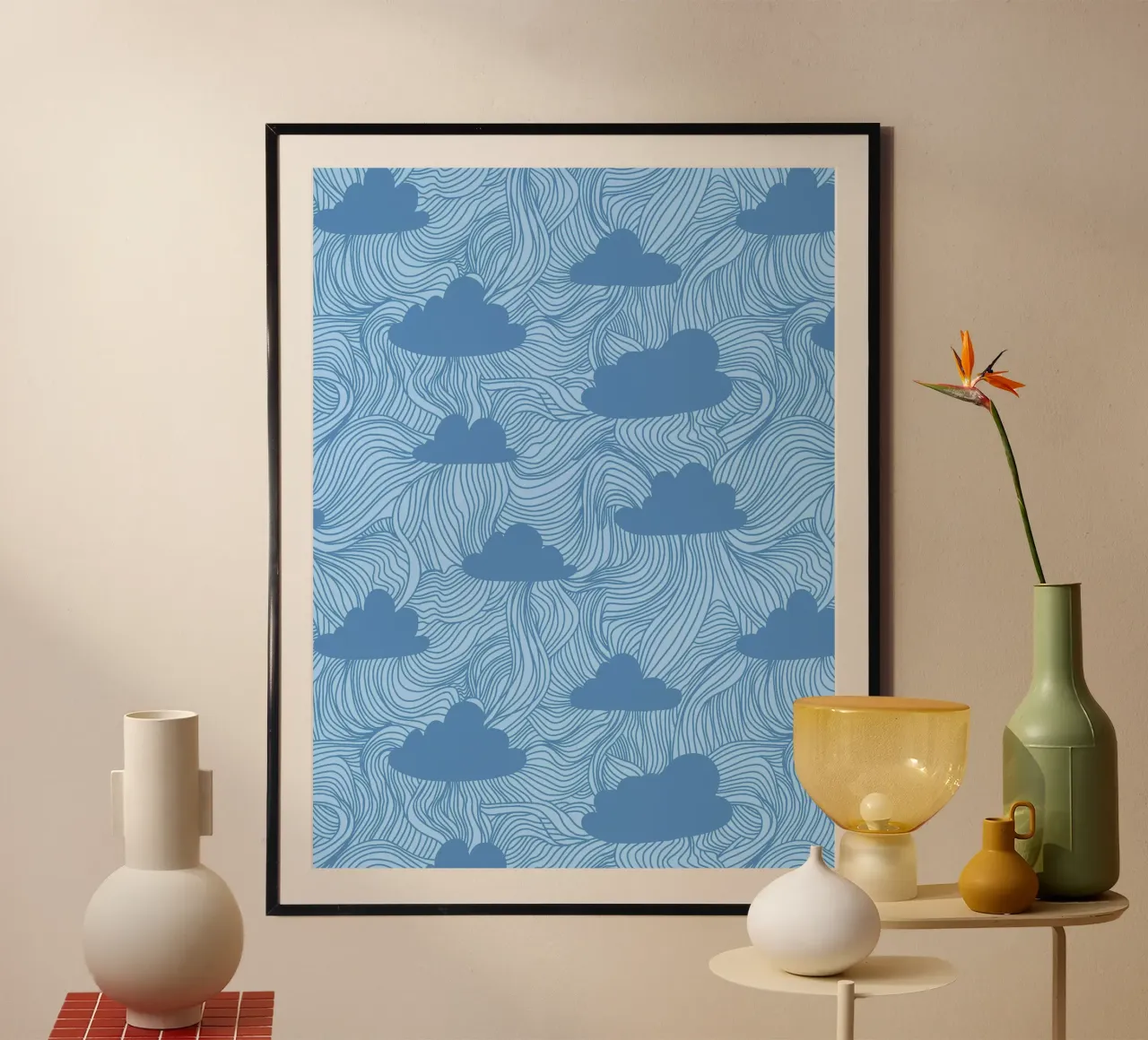 Nuvole artistiche poster con telaio in legno da Kiroiharu