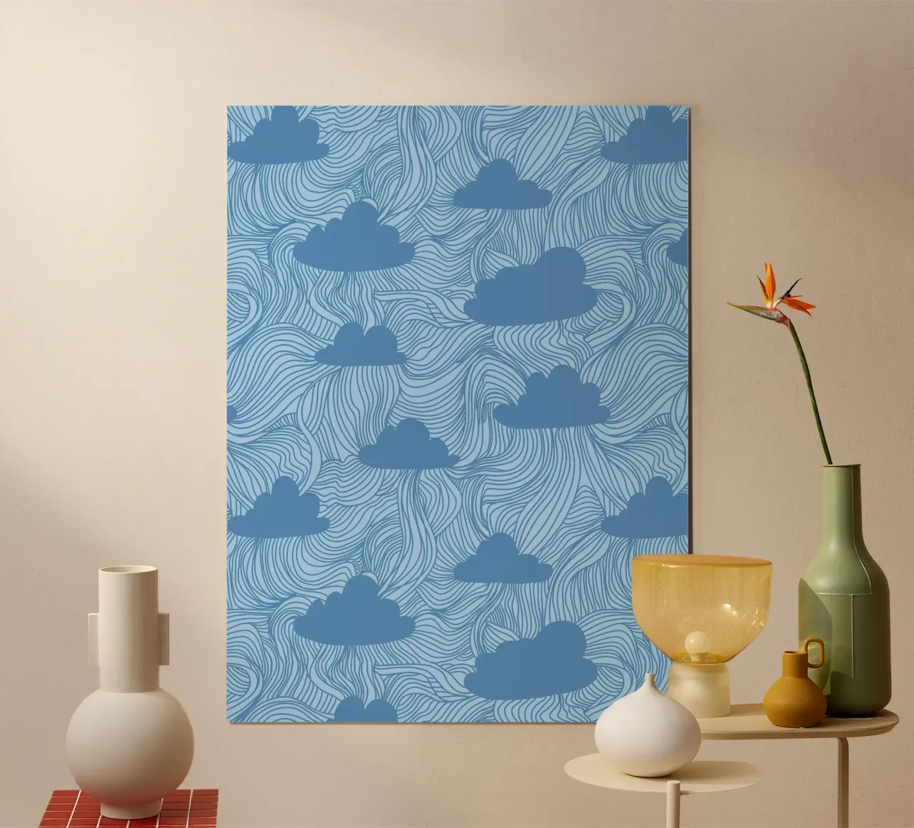 Nuvole artistiche poster con telaio in legno da Kiroiharu
