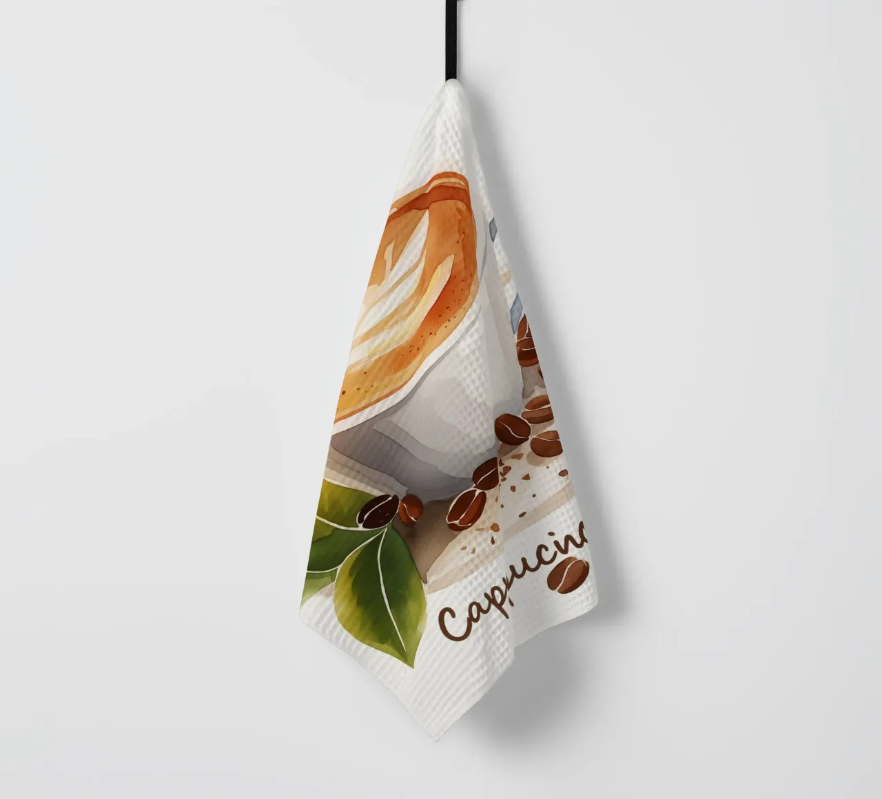 Aquarell Cappuccino Liebe tea towel by Carinaprint