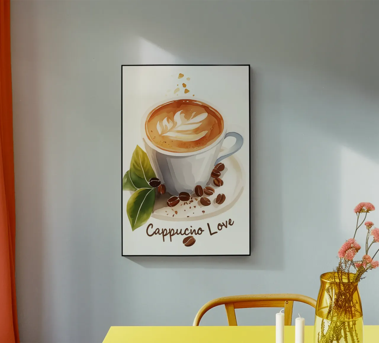 Aquarell Cappuccino Liebe acrylic glass by Carinaprint
