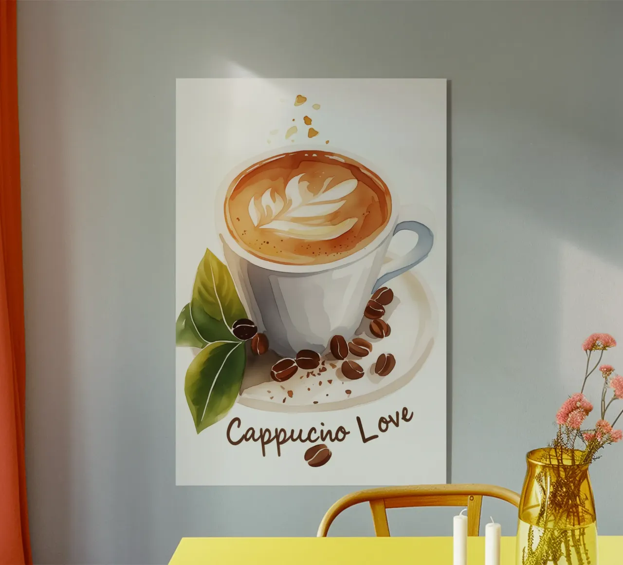 Aquarell Cappuccino Liebe acrylic glass by Carinaprint