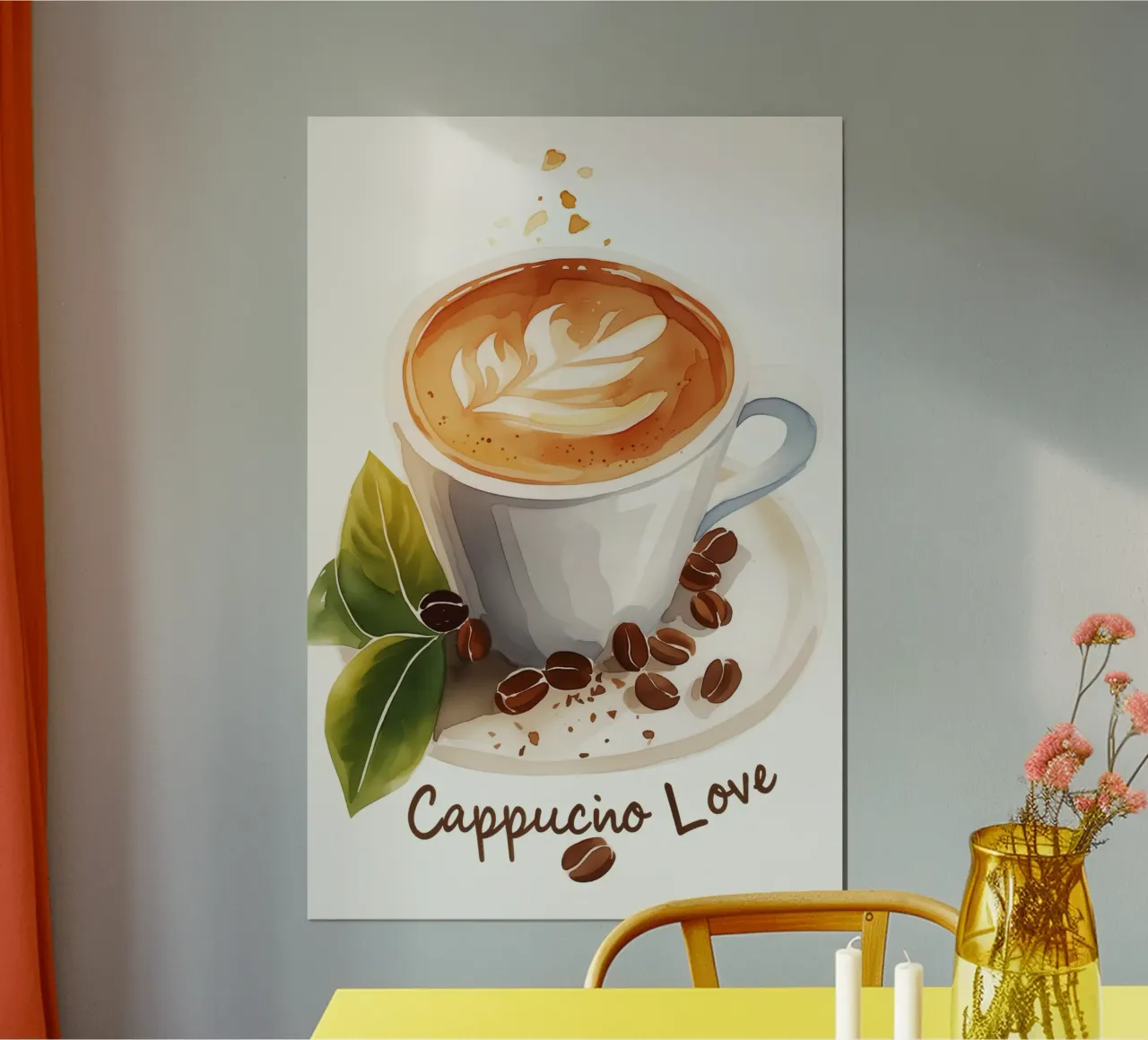 Aquarell Cappuccino Liebe poster by Carinaprint