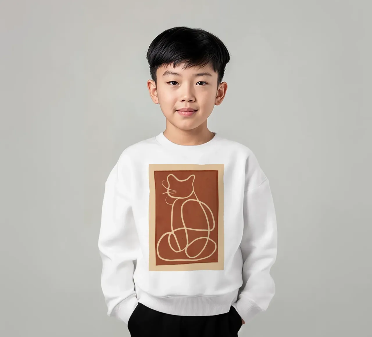 Arte lineare astratta Cat 7 felpa bambino da ThingDesign