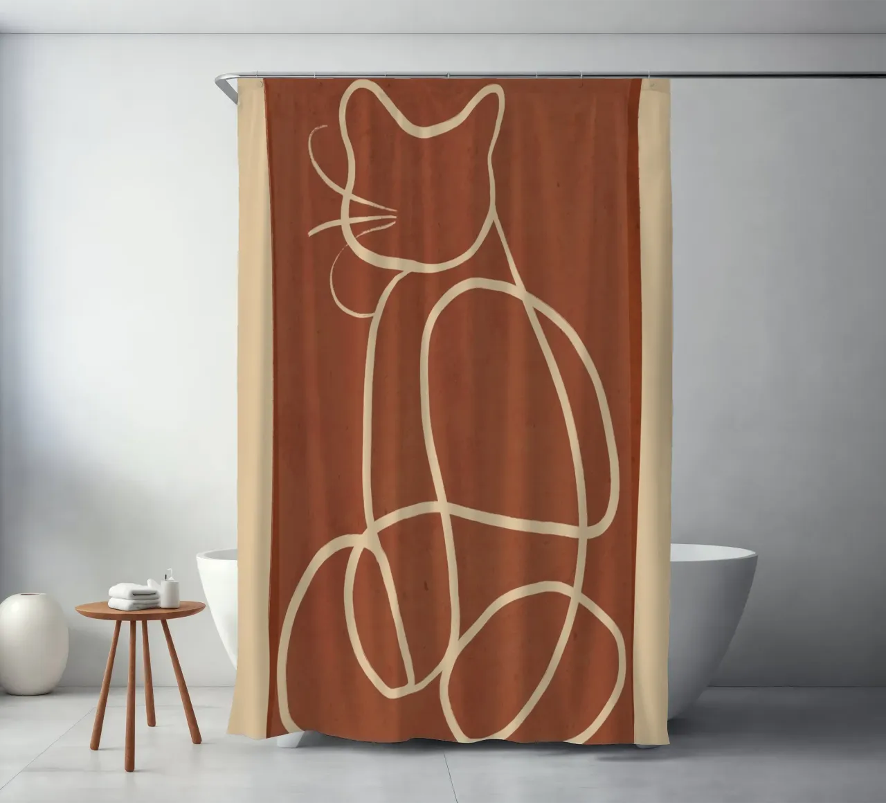 Arte lineare astratta Cat 7 tenda da doccia da ThingDesign