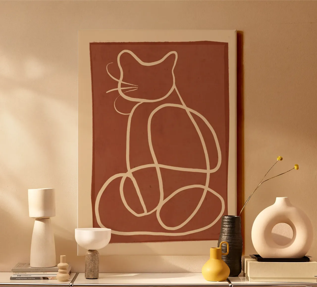 Abstract Line Art Cat 7 canvas by ThingDesign