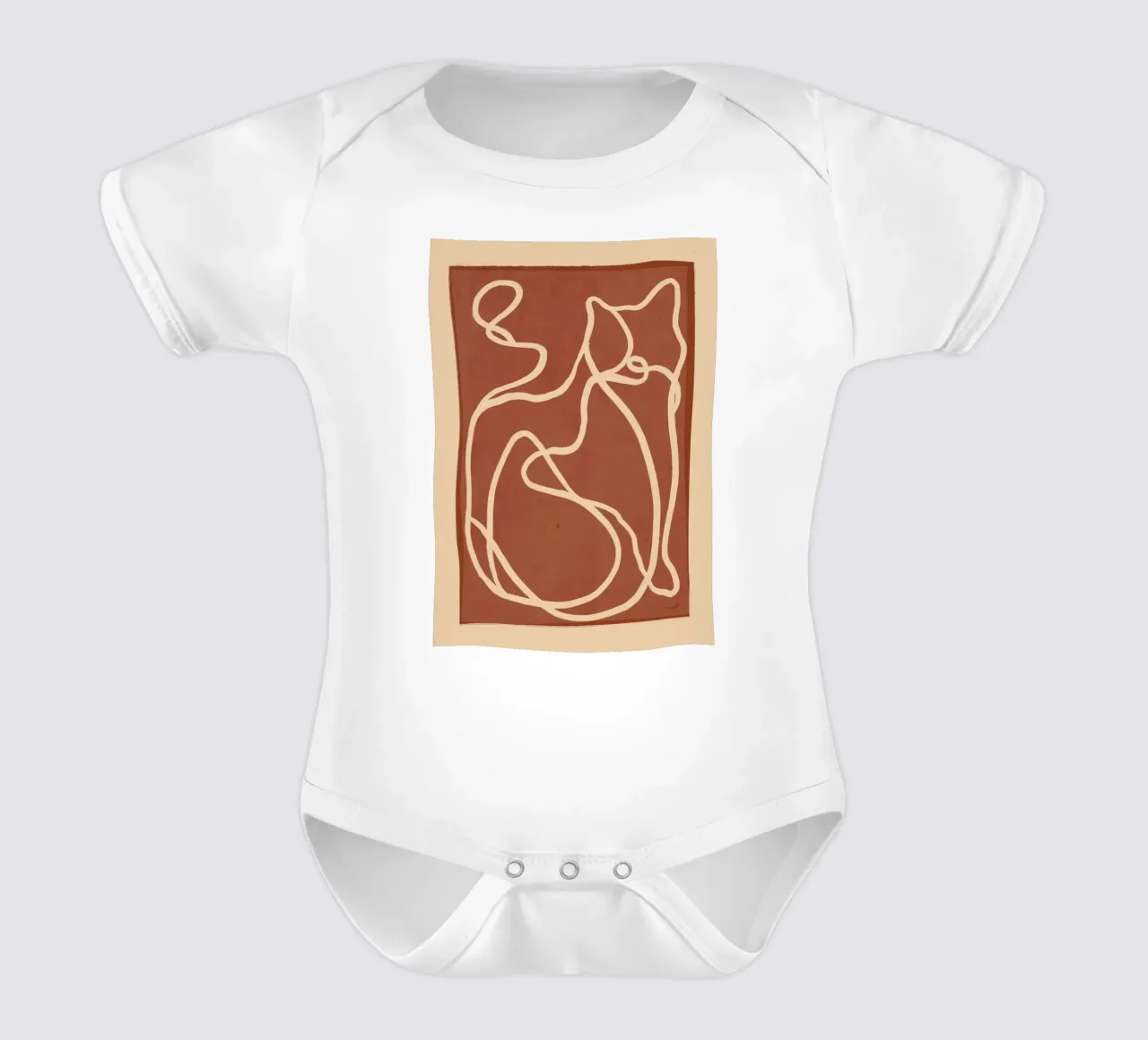 Abstrakte Linienkunst Katze 8 Kurzarm Babybody von ThingDesign