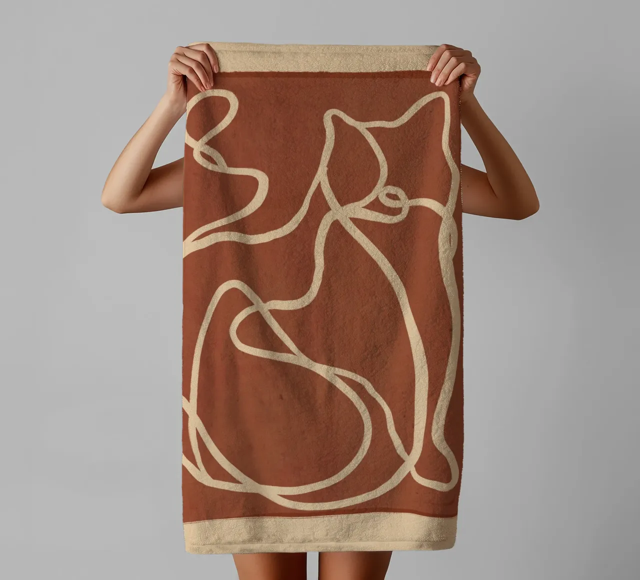 Abstract Line Art Cat 8 towel by ThingDesign