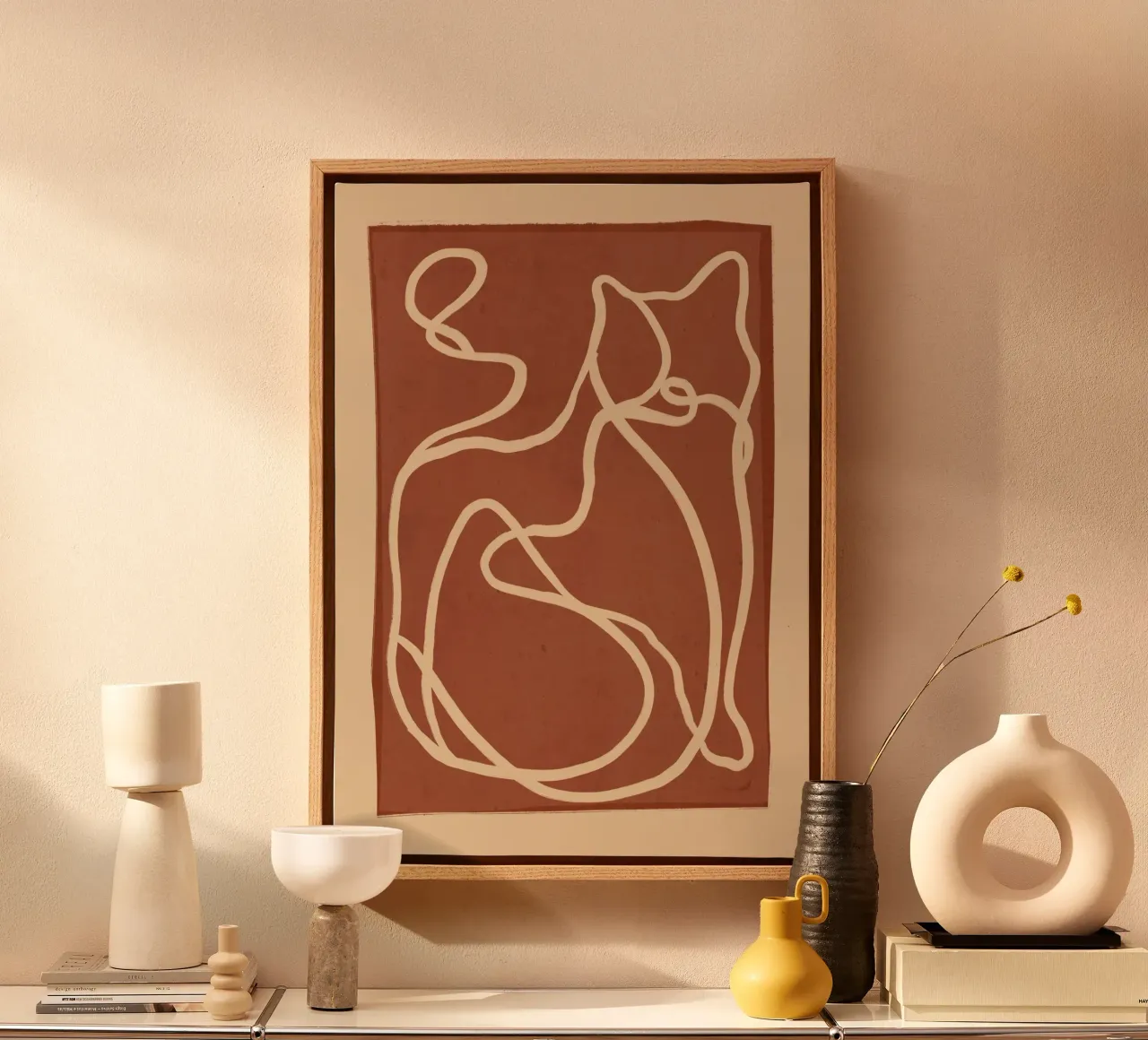 Abstract Line Art Cat 8 canvas by ThingDesign