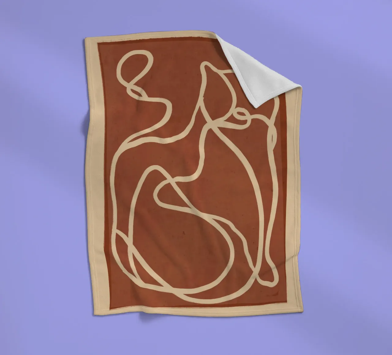 Abstract Line Art Cat 8 fleece blanket by ThingDesign