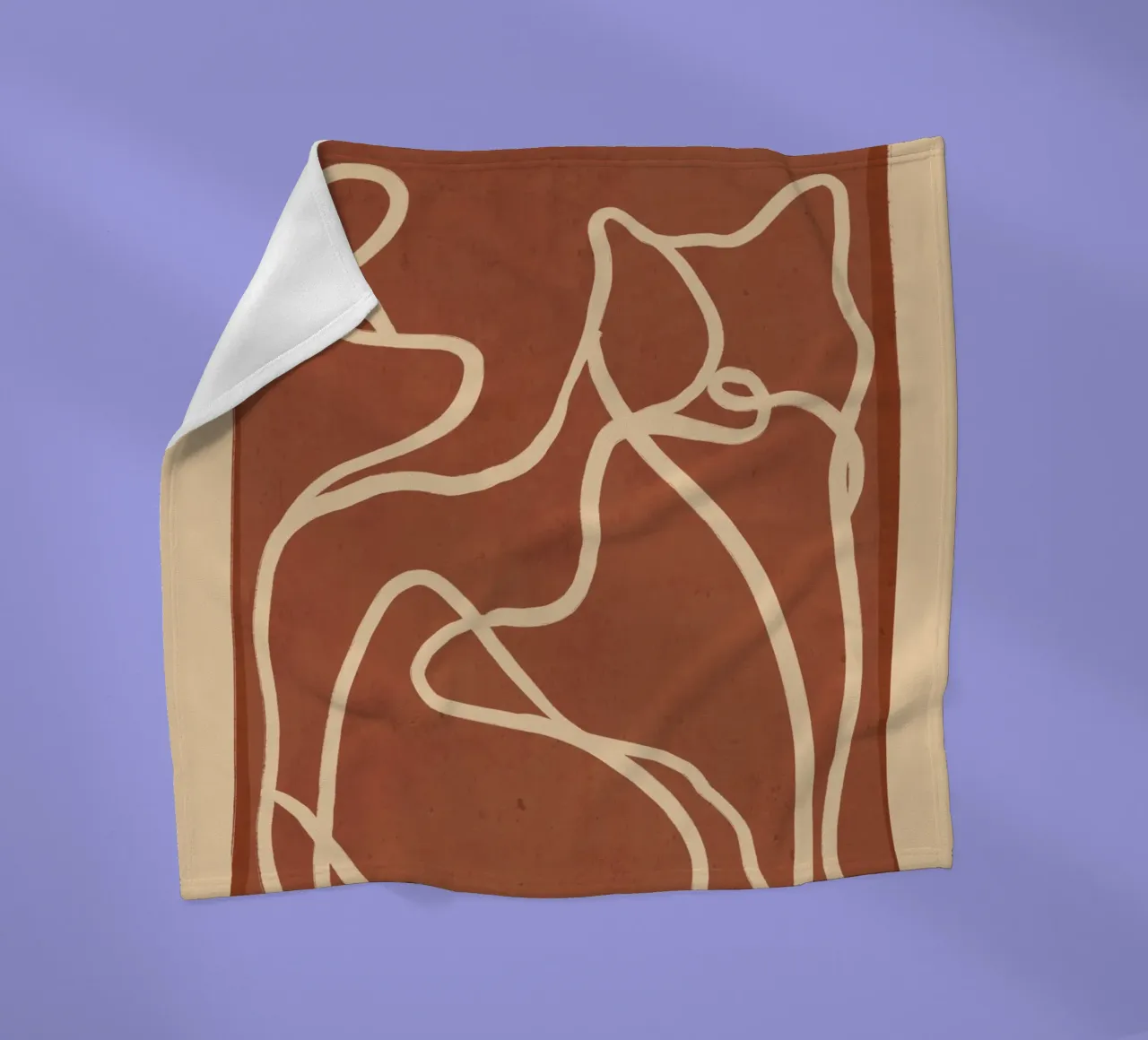 Abstract Line Art Cat 8 fleece blanket by ThingDesign