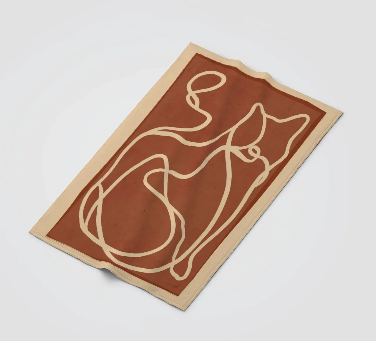 Abstract Line Art Cat 8 fleece blanket by ThingDesign