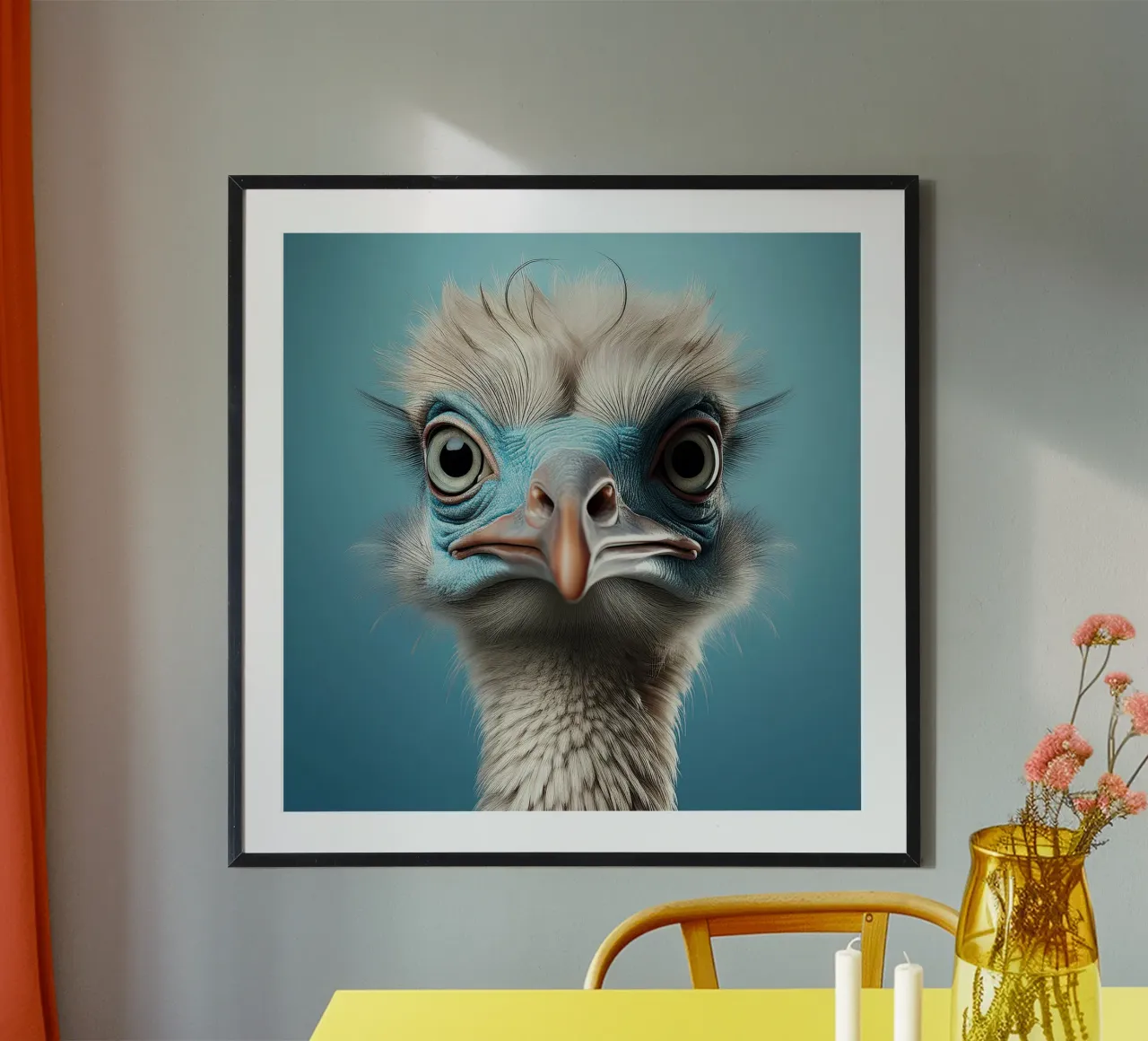 Ritratto ravvicinato di struzzo divertente | Fotografia animale unica poster da FlexiDesignsByK