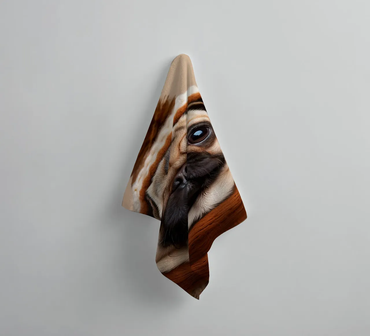 Accogliente carlino con sciarpa e berretto invernale | Adorabile ritratto di cane asciugamano da bagno da FlexiDesignsByK