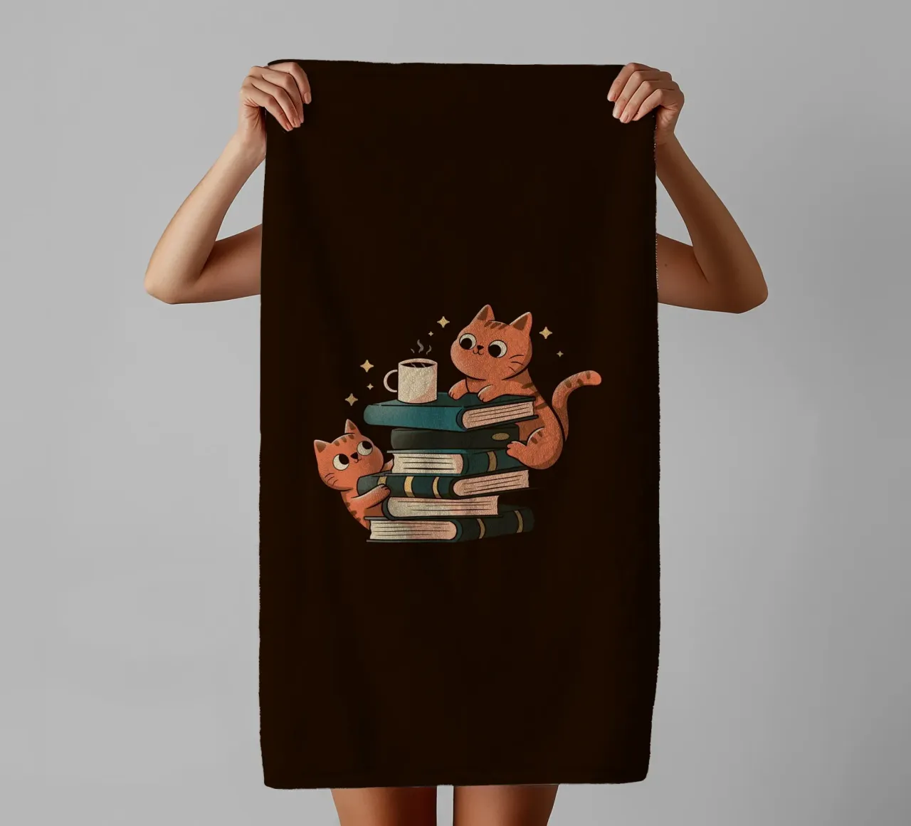 Cats, Books and Coffee serviette de bain de Tobe Fonseca