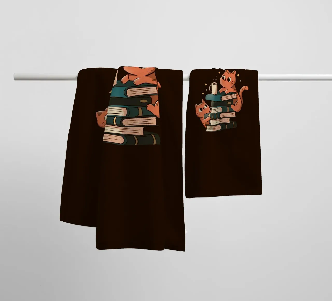 Cats, Books and Coffee serviette de bain de Tobe Fonseca