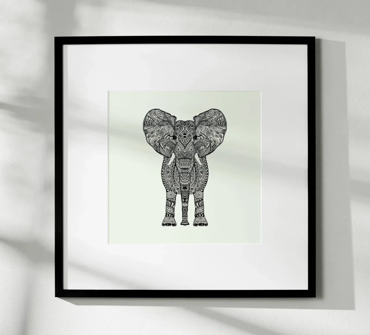Aztec Elephant Tattoo Style carta hahnemühle da Monika Strigel