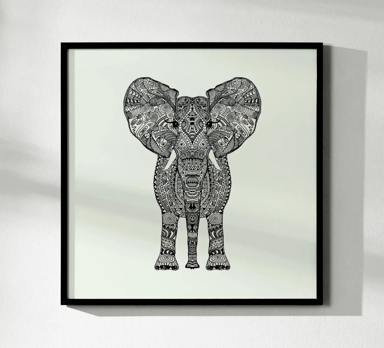 Aztec Elephant Tattoo Style carta hahnemühle da Monika Strigel