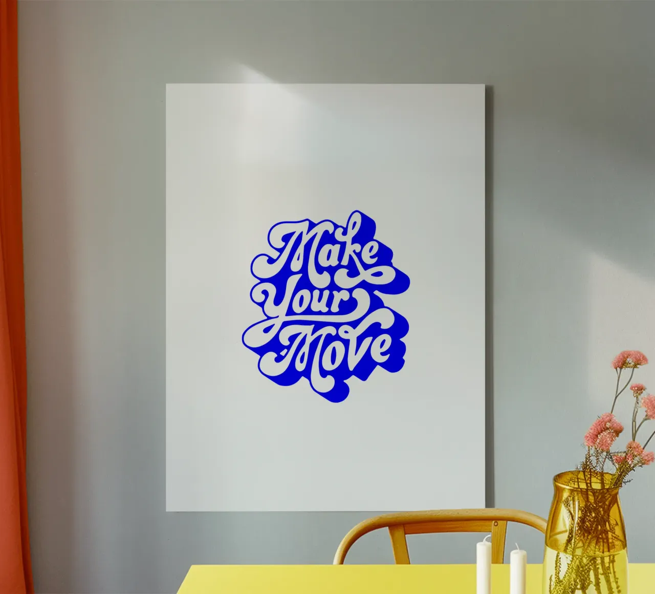 make your move, motivational statement quote canvas with Floater frame by The True Type
