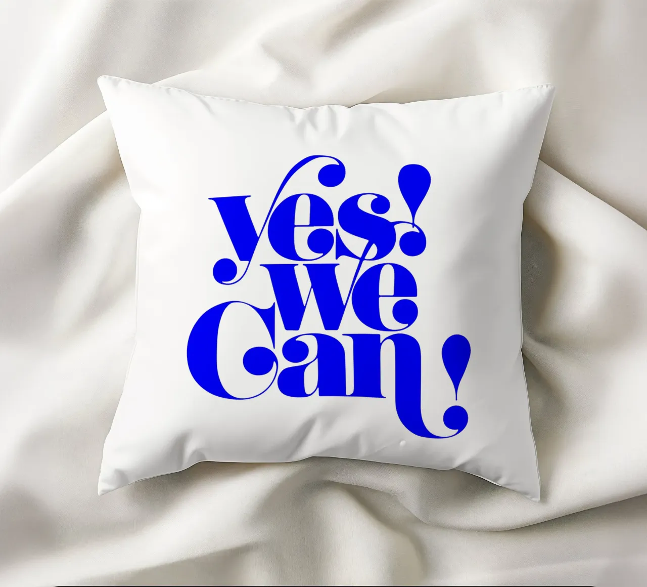 yes we can, motivational statement quote decorative cushion by The True Type