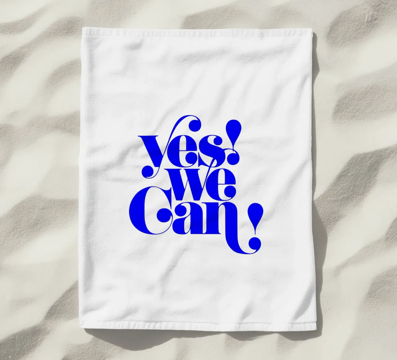 yes we can, motivational statement quote beach towel by The True Type