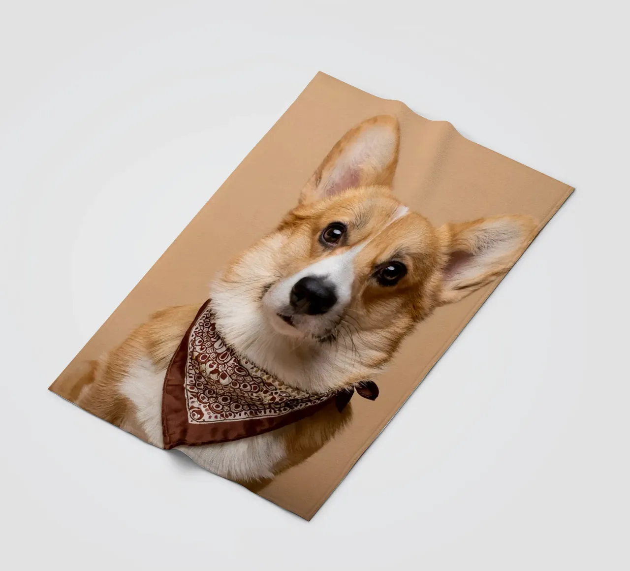 Affascinante Corgi con una bandana alla moda | Adorabile ritratto di cane coperta in pile da FlexiDesignsByK