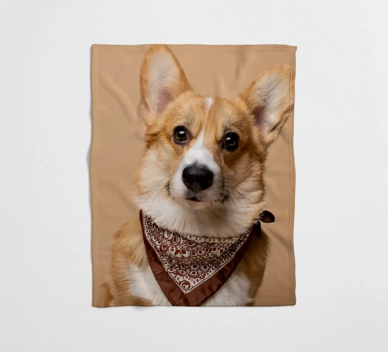Affascinante Corgi con una bandana alla moda | Adorabile ritratto di cane coperta in pile da FlexiDesignsByK