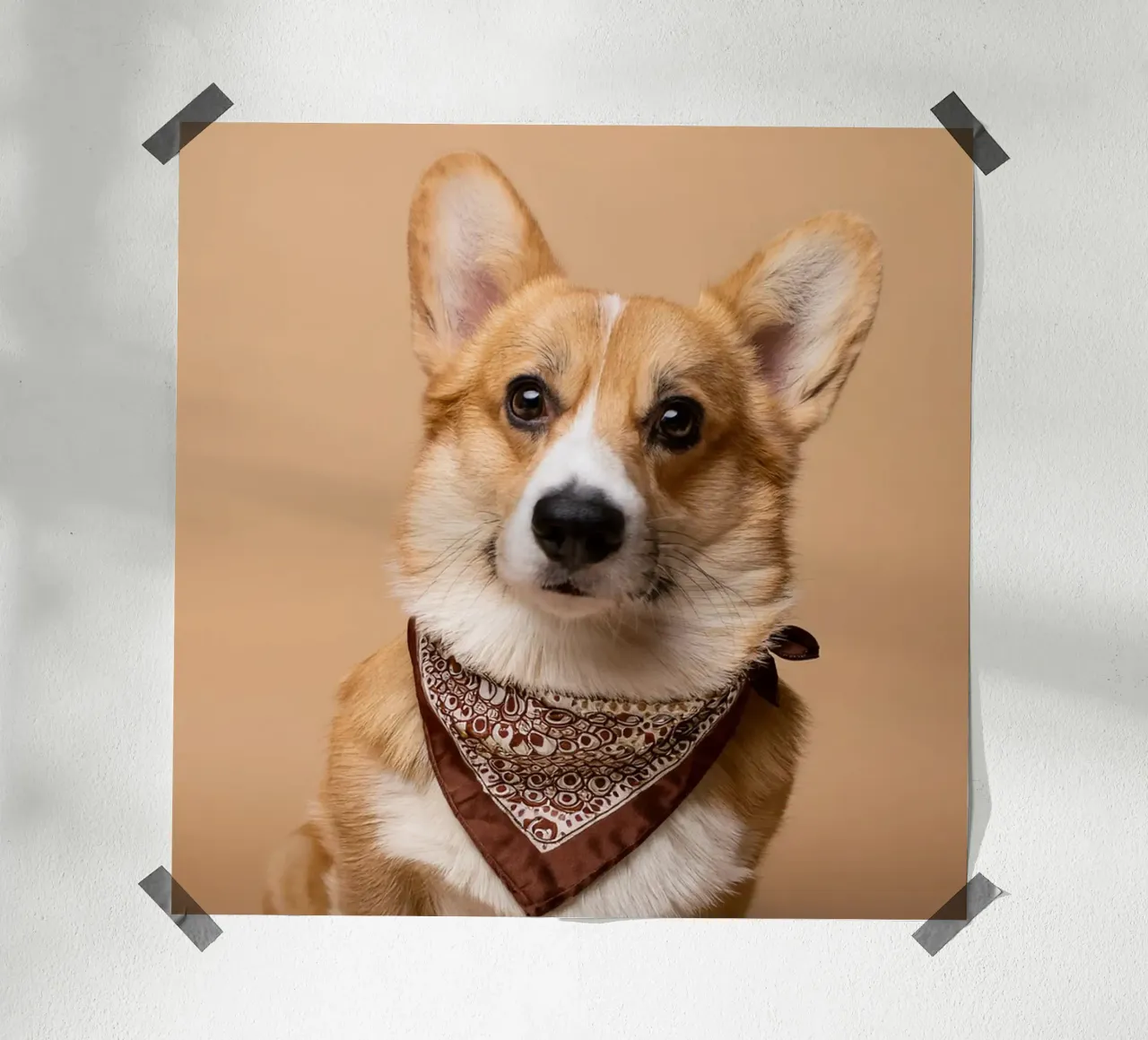Charmant Corgi dans un bandana stylé | Adorable portrait de chien hahnemühle de FlexiDesignsByK