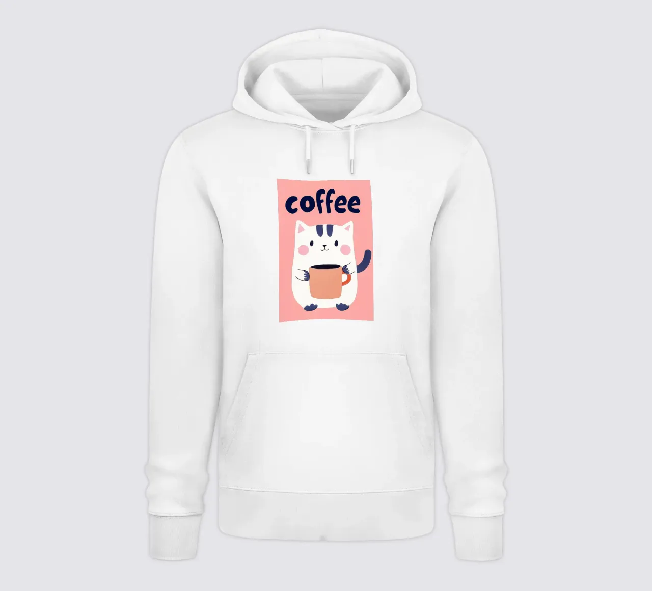 Pausa caffè con un bel gatto felpa con cappuccio da Carinaprint