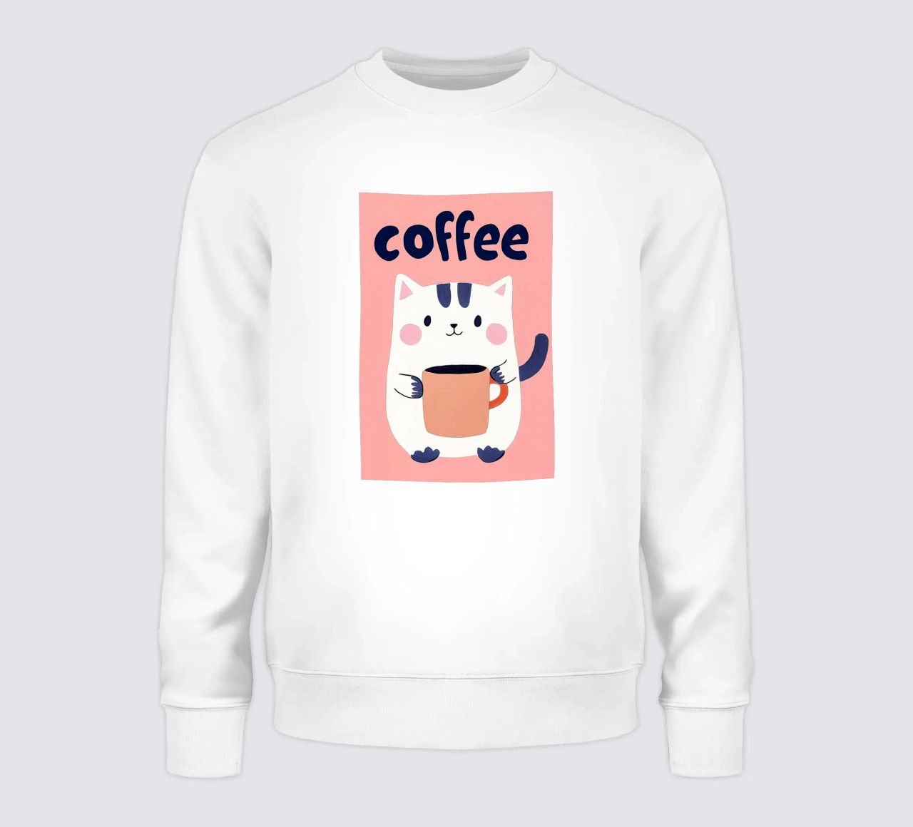 Pausa caffè con un bel gatto felpa da Carinaprint