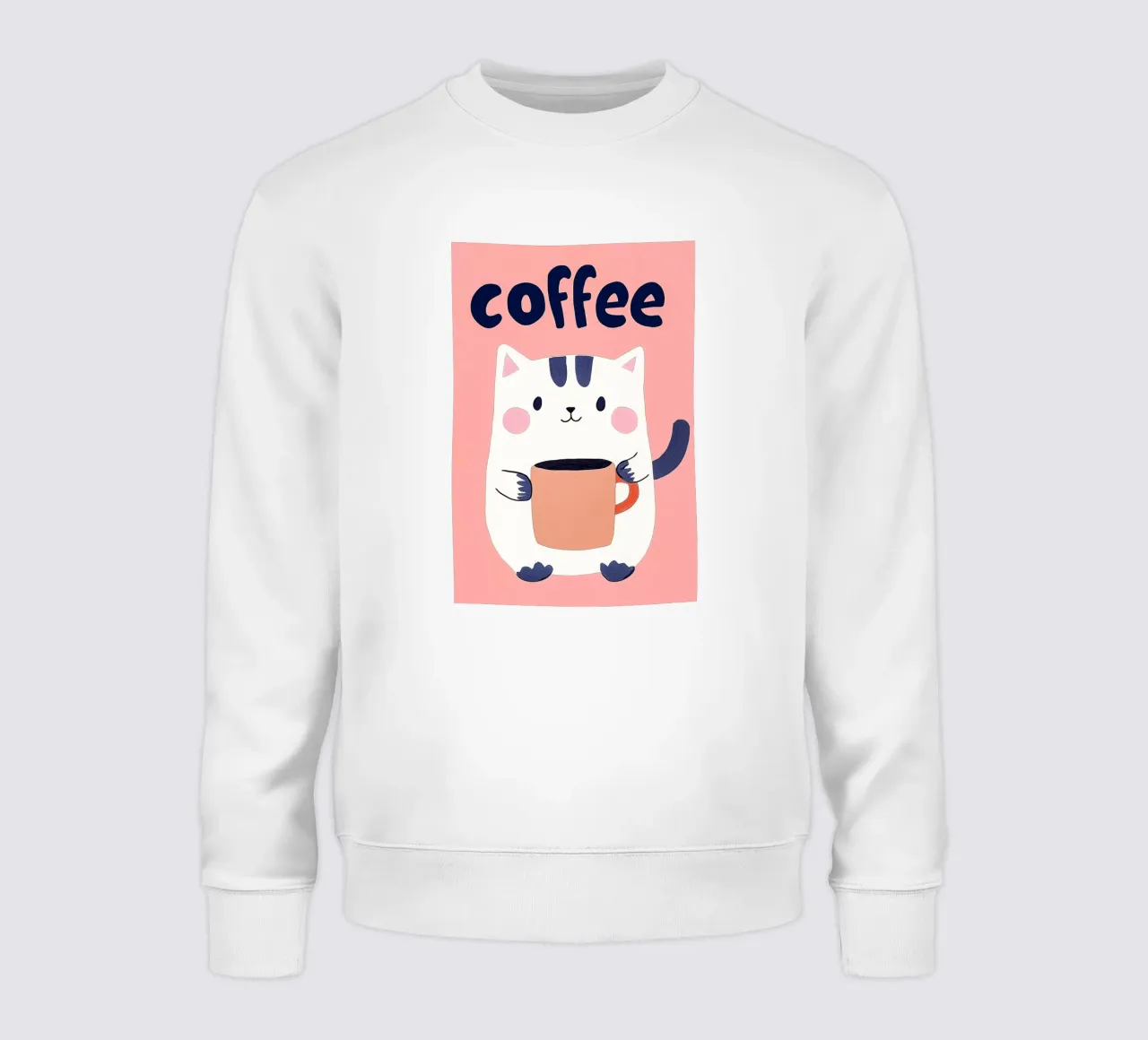 Koffiepauze met een schattige kat sweatshirt van Carinaprint
